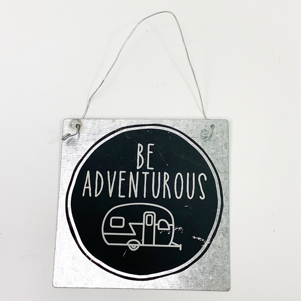 Galvanized Metal Hanging Plaque Sign Adventurous
